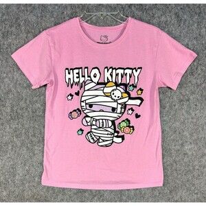 Hello Kitty Halloween Mummy T-Shirt Pink Juniors Size L 10-12 Sparkle Sanrio